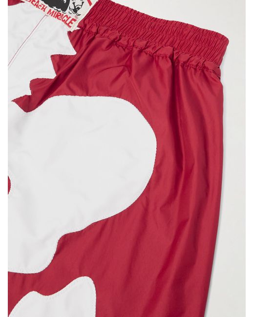 Kapital Red Straight-Leg Long-Length Panelled Swim Shorts for men