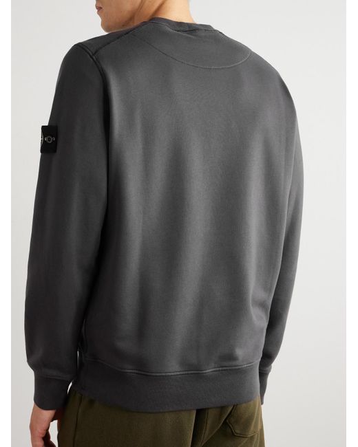 Stone Island Gray Garment-Dyed Logo-Appliquéd Cotton-Jersey Sweatshirt for men