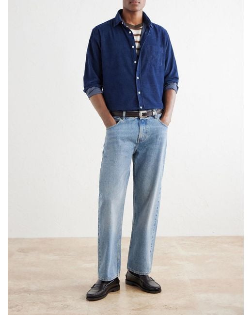 Hartford Blue Paul Cotton-Corduroy Shirt for men