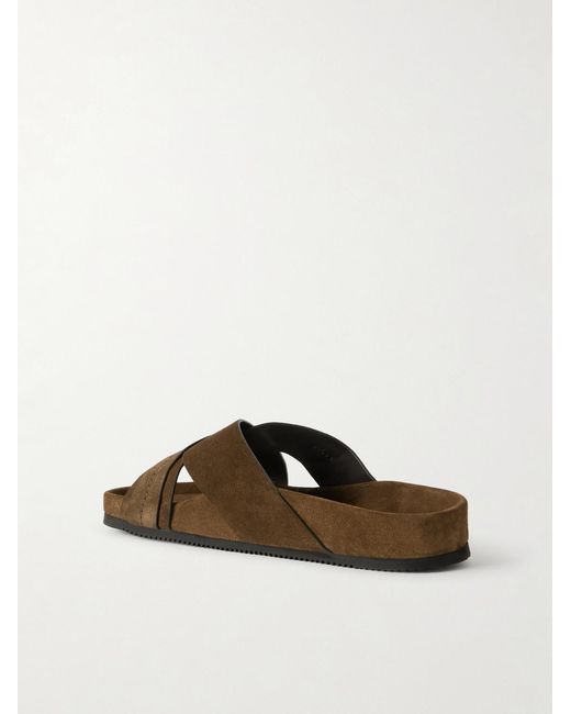 Tom Ford Brown Wicklow Suede Sandals for men