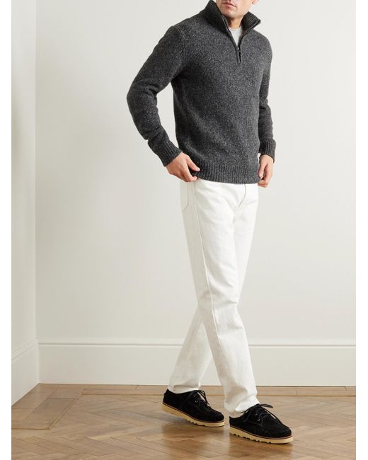 Hartford Gray Trucker Donegal Wool-blend Half-zip Sweater for men