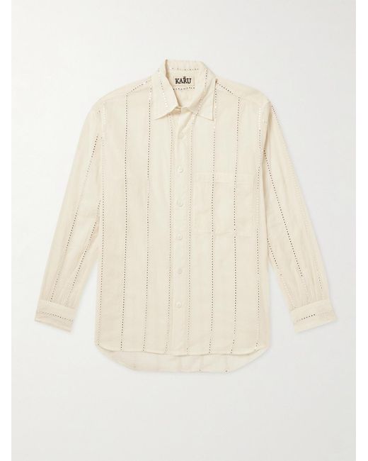 Kartik Research Natural Embellished Embroidered Cotton-Gauze Shirt for men