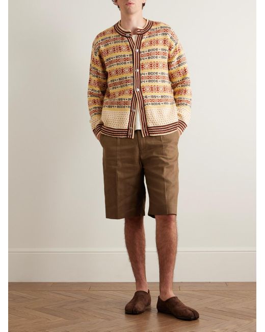 Marzipan Jacquard-Knit Wool Cardigan di Bode in Natural da Uomo