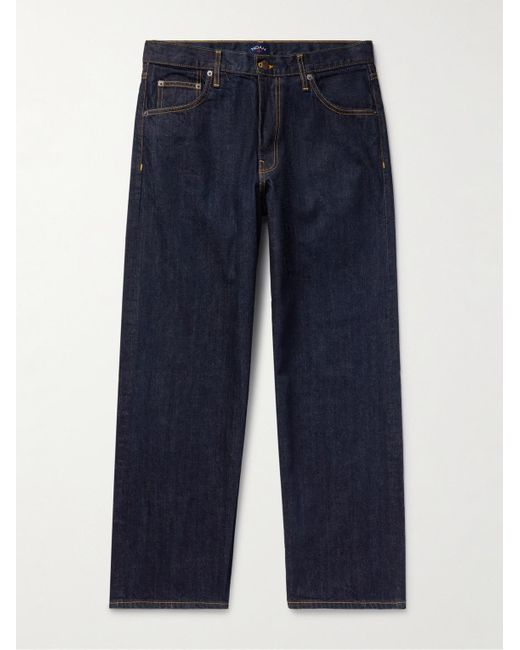 Jeans a gamba dritta in denim cimosato Stovepipe di Noah NYC in Blue da Uomo