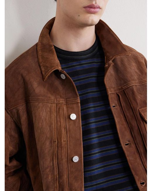 Visvim Brown 102X Cropped Leather Jacket for men