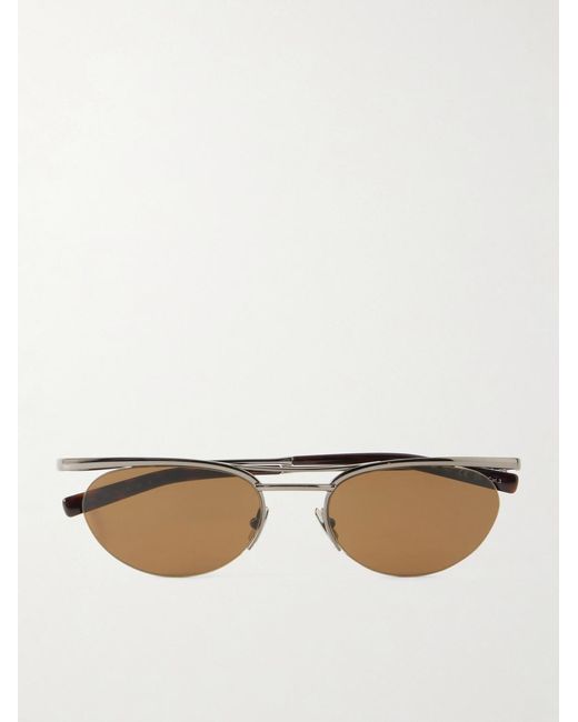 Saint Laurent Natural Round-frame Silver-tone Sunglasses for men