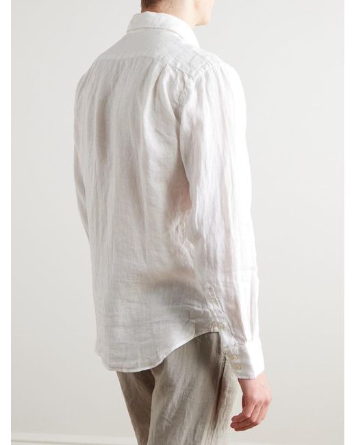 Hartford White Paul Pat Linen Shirt for men
