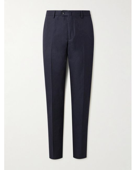 Loro Piana Blue Straight-leg Linen-twill Trousers for men