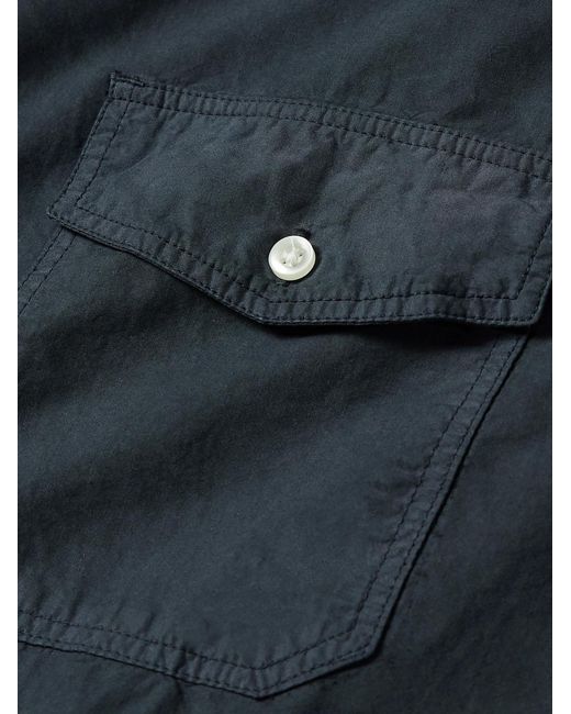 Officine Generale Blue Eric Camp-Collar Garment-Dyed Lyocell And Cotton-Blend Shirt for men