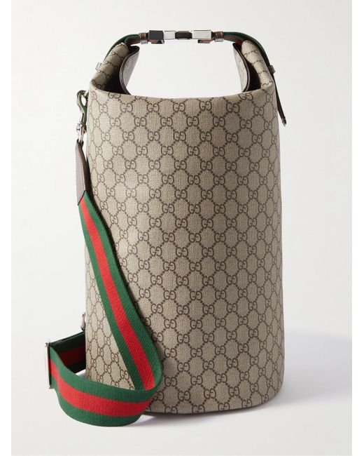 Gucci Bowling-Tasche aus beschichtetem Canvas mit Logomuster und Lederbesatz in Brown für Herren