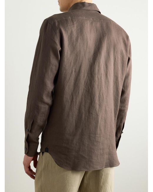 Zegna Brown Oasi Linen Shirt for men