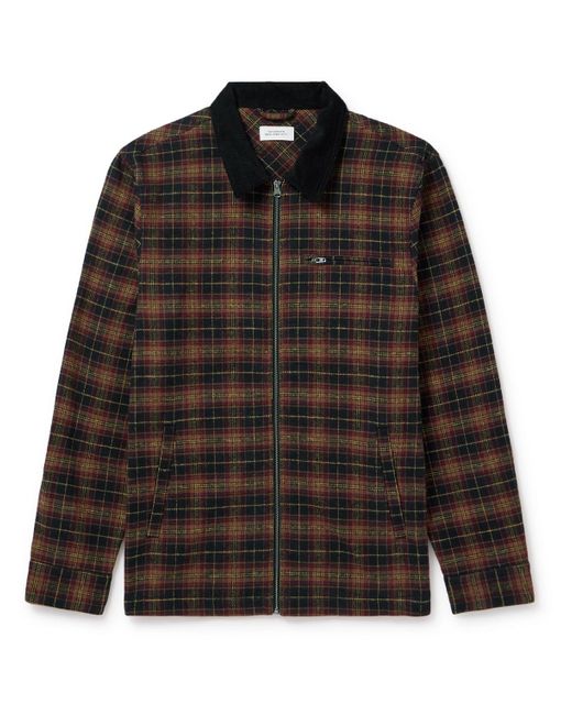Saturdays NYC Black Ryan Corduroy-trimmed Checked Cotton-flannel Jacket for men