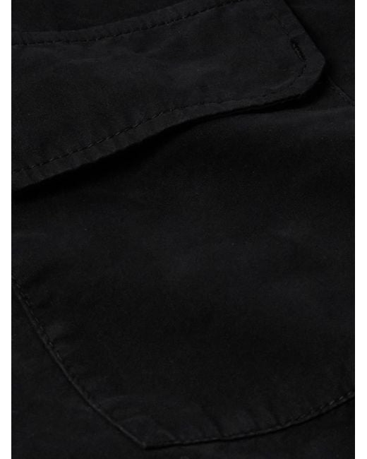 C P Company Black Logo-appliquéd Garment-dyed Cotton-gabardine Overshirt for men