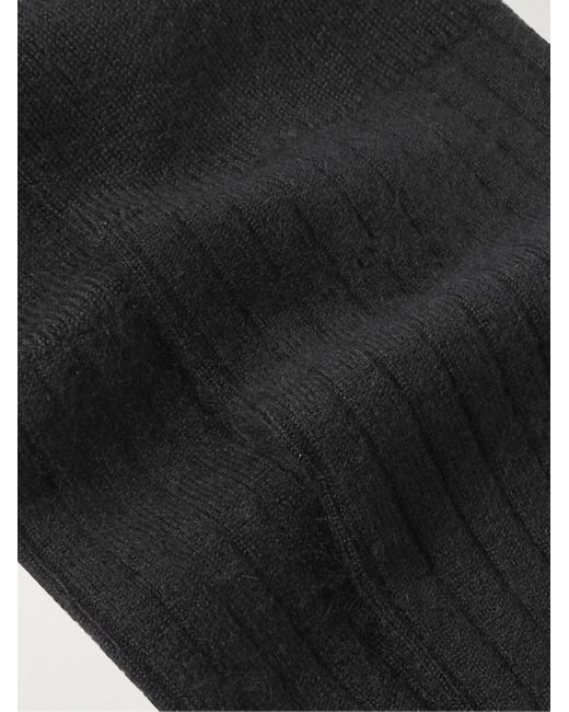 Loro Piana Black Ribbed Cashmere And Silk-blend Socks for men