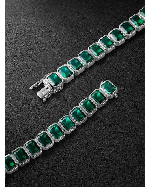 42 Suns Black 14-Karat Emerald Tennis Necklace for men