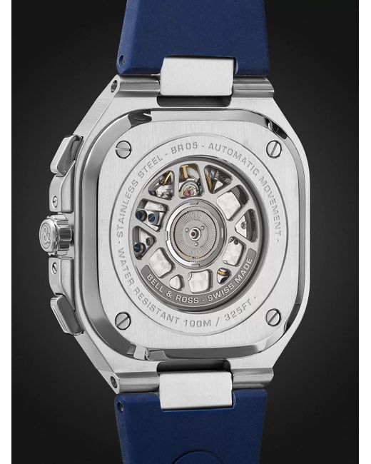 Bell & Ross Blue Br 05 Automatic Chronograph 42Mm Stainless Steel And Rubber Watch, Ref.No. Br05C-Bubu-St/Srb for men