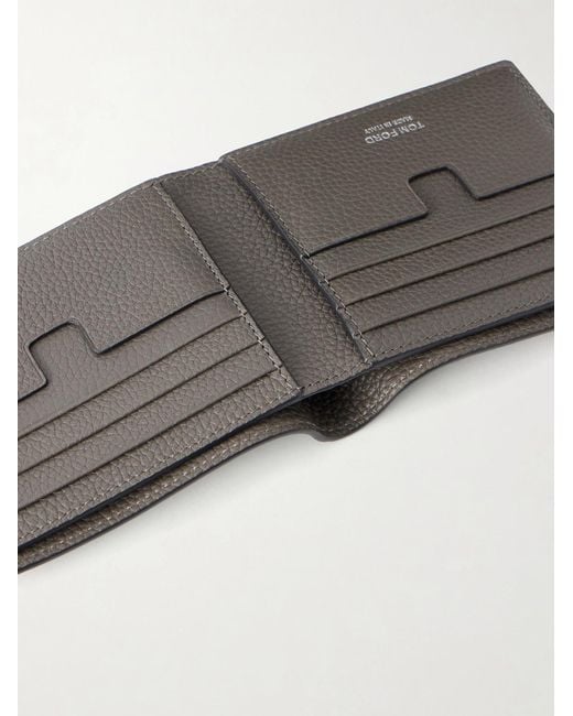 Tom Ford Gray T Line Soft Grain Leather Bifold Wallet for men