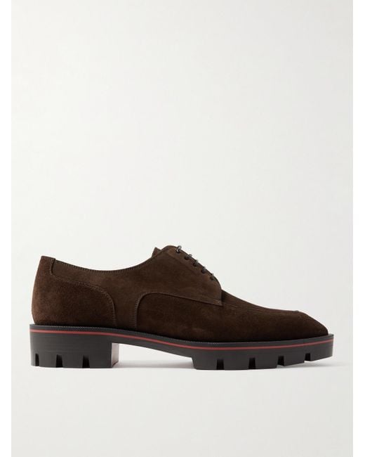 Christian Louboutin Brown Davisol Suede Derby Shoes for men