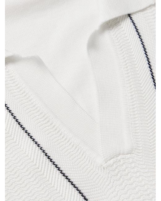 Orlebar Brown White Horton Slim-fit Ribbed Mulberry Silk And Organic Cotton-blend Polo Shirt for men