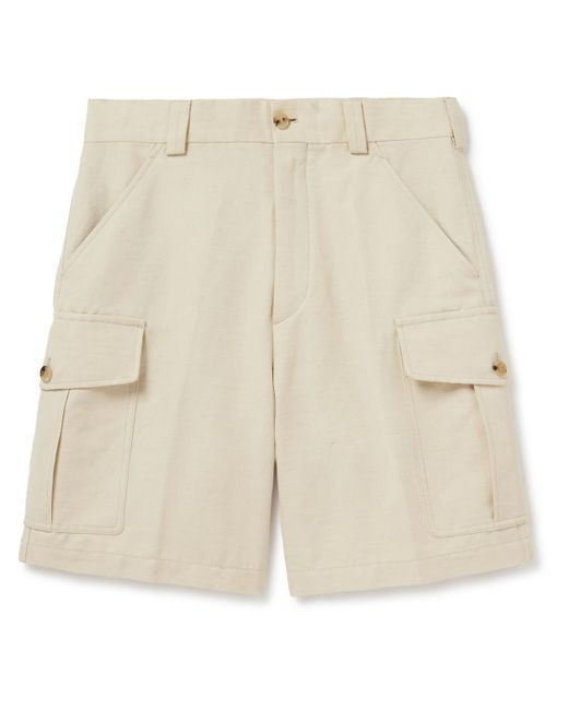 Loro Piana Natural Bizen Wide-leg Cotton And Linen-blend Canvas Cargo Shorts for men
