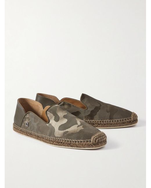 Christian Louboutin Green Leather-Trimmed Logo-Jacquard Canvas Espadrilles for men