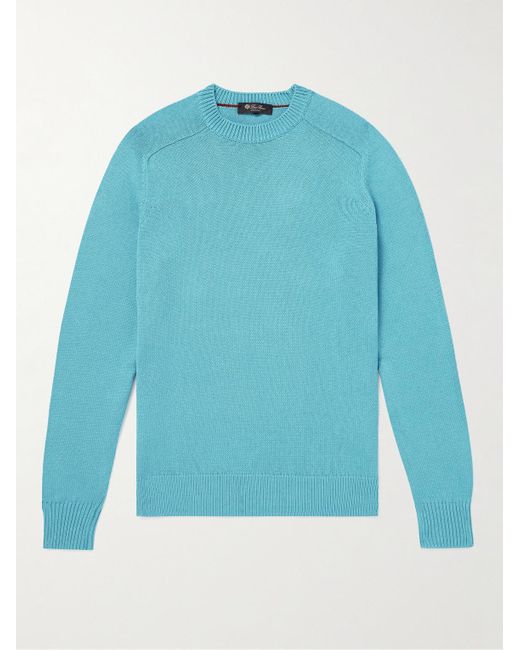 Loro Piana Blue Cotton And Silk-Blend Sweater for men