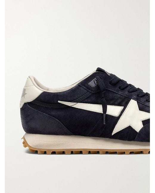 Golden Goose Deluxe Brand Blue Marathon Suede And Leather Sneakers for men