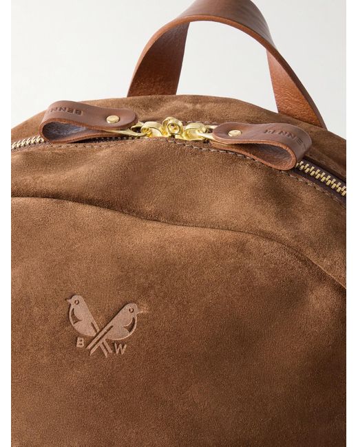 Bennett Winch Brown Leather-Trimmed Suede Backpack for men