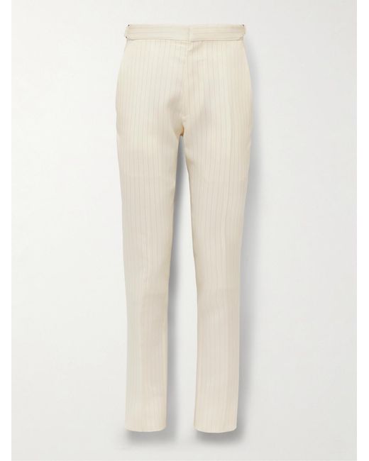 Tom Ford Natural Slim-Fit Metallic Striped Wool-Blend Suit Trousers for men