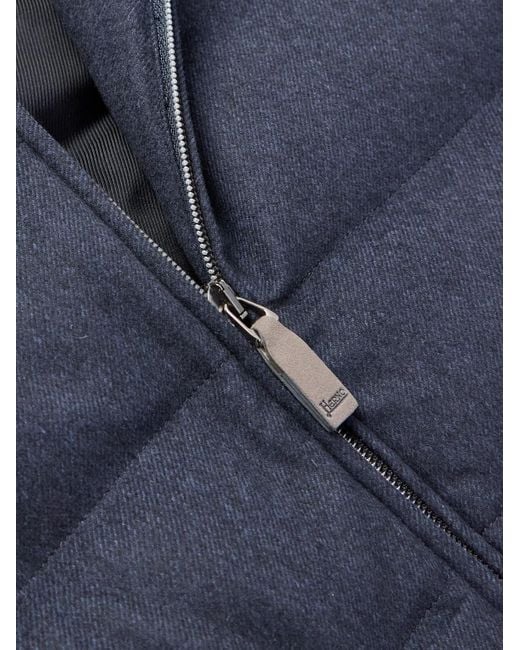 Herno Blue Suede-Trimmed Quilted Silk And Cashmere-Blend Twill Down Gilet for men