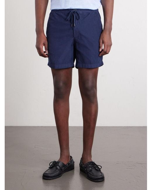 Slowear Blue Straight-Leg Cotton-Corduroy Drawstring Shorts for men