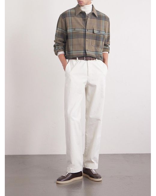 Ralph Lauren Green Checked Wool And Cashmere-Blend Flannel Overshirt for men