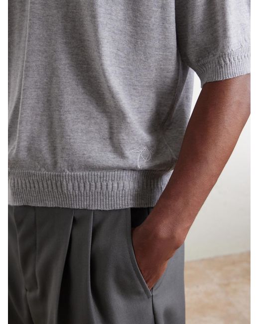 John Smedley Gray Bill Nighy Merino Wool Polo Shirt for men