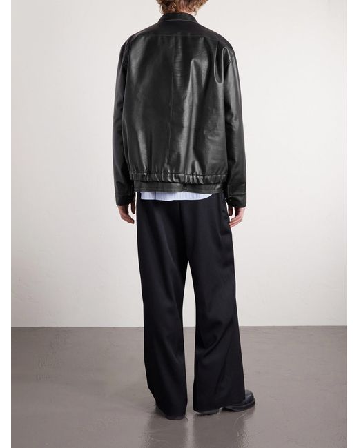 Sacai Black Layered Leather Blouson Jacket for men