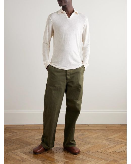 Orlebar Brown White Felix Linen-Blend Jersey Polo Shirt for men
