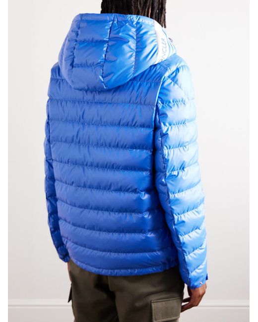 Moncler Blue Logo-appliquéd Quilted Shell Hooded Down Jacket for men