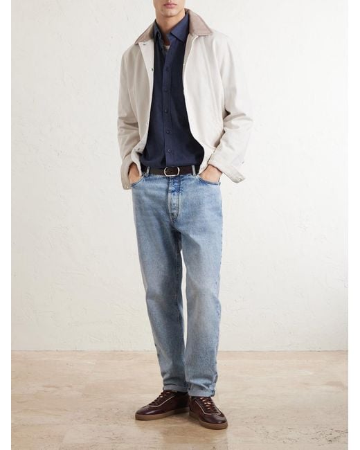 Sease Blue Cotton-Flannel Shirt for men