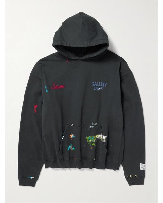 GALLERY DEPT. Black Paint-splattered Embellished Cotton-jersey Hoodie for men