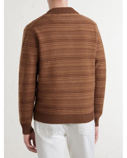 Canali Brown Wool And Cashmere-Blend Polo Sweater for men