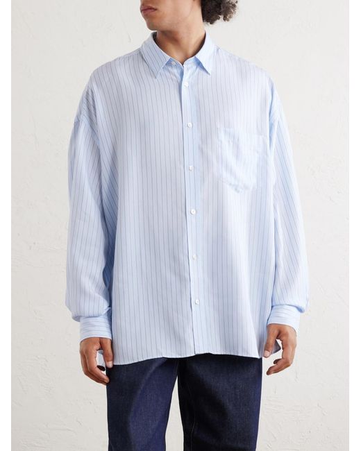 Acne White Pinstriped Lyocell Shirt for men
