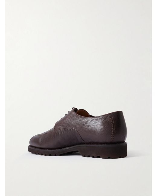 Majordome Brown M32 Split-toe Cross-grain Leather Derby Shoes for men