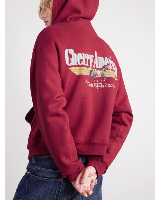 CHERRY LA Red Logo-Print Cotton-Jersey Zip-Up Hoodie for men