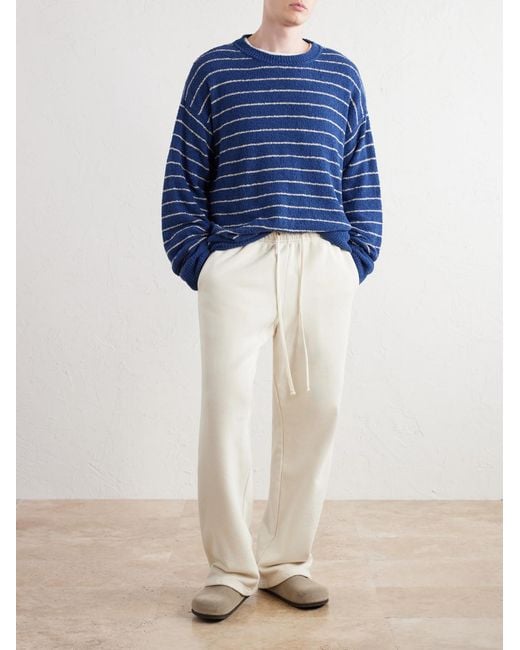 The Elder Statesman Blue Eyelash Striped Cotton-Blend Sweatshirt for men