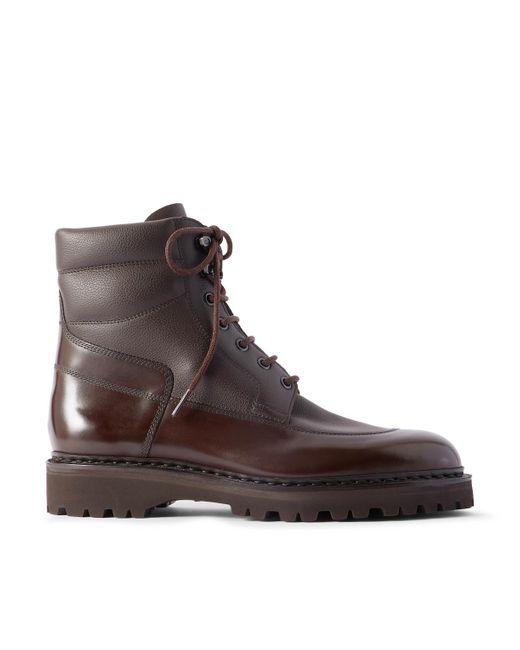John Lobb Men's Brown Peak Paneled Leather Boots