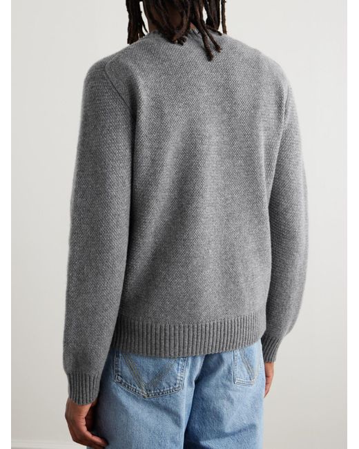Bottega Veneta Gray Intrecciato Cashmere-Blend Sweater for men