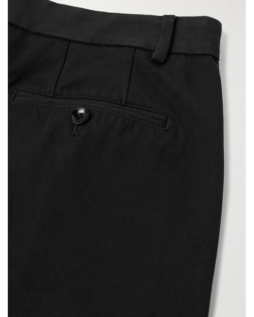 Tom Ford Black Straight-Leg Pleated Cotton-Gabardine Trousers for men