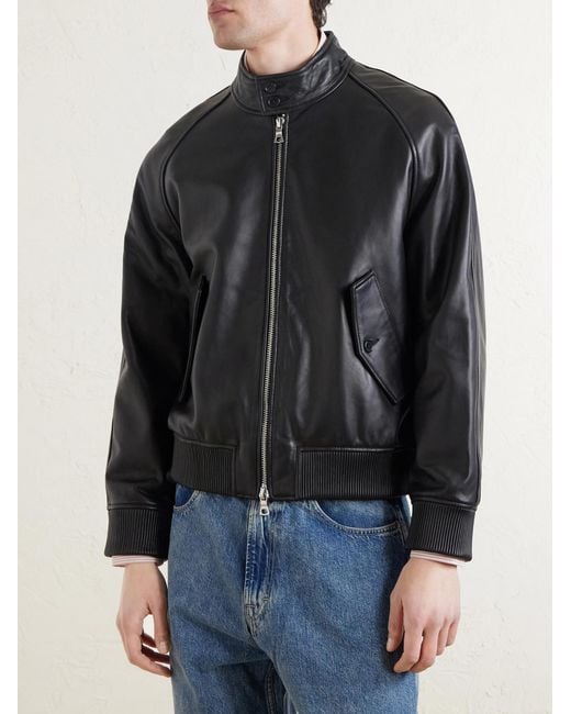Officine Generale Black Camron Leather Jacket for men