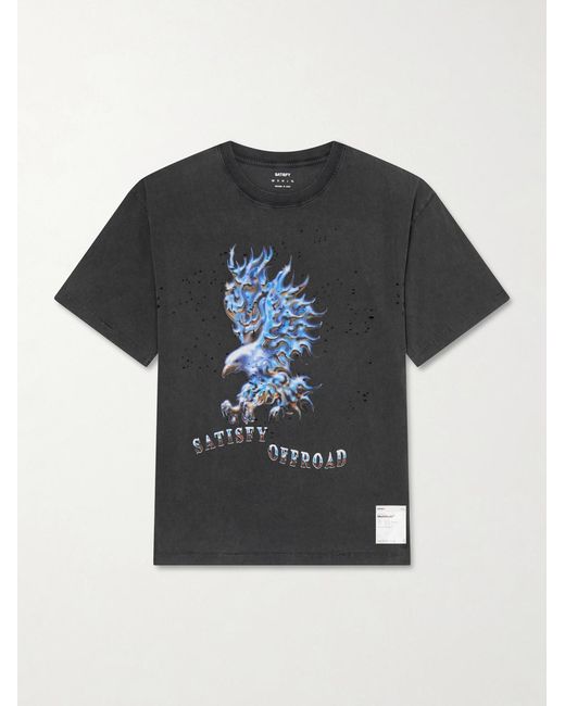 Satisfy Black Logo-print Distressed Mothtechtm Cotton-jersey T-shirt for men
