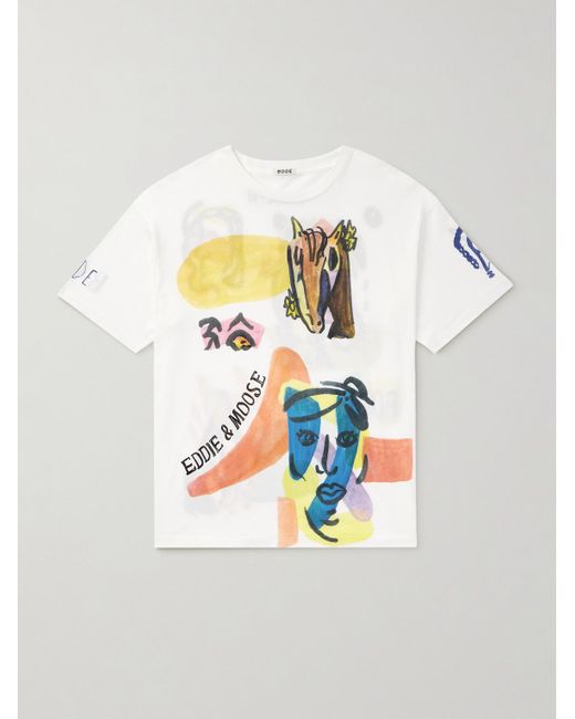 Bode White Collage Printed Cotton-jersey T-shirt for men