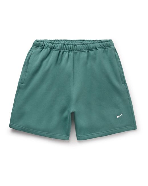 Nike Green Solo Swoosh Straight-leg Logo-embroidered Cotton-blend Jersey Shorts for men